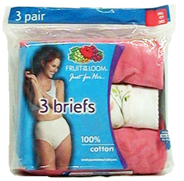 Ladies' Colored Cotton Briefs 3-Pack Underwear - Size 8, Assorted