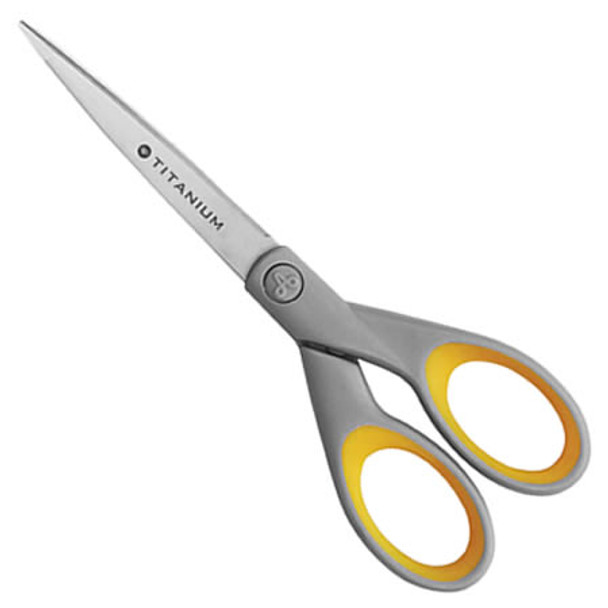 Scissors, Titanium Non Stick Straight - Grey/Yellow, 7"