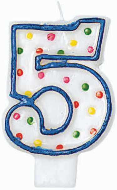 Polka Dot Birthday Candles - #5, 3"