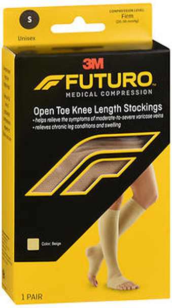 Futuro Therapeutic Open Toe Knee Length Stockings For Men & Women Small Beige Firm