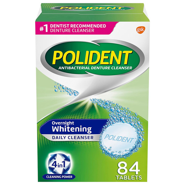 Polident Overnight Whitening Tablets - 84 ct