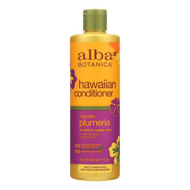 Alba Botanica Hawaiian Hair Conditioner Plumeria - 12 Fl Oz