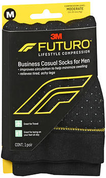Futuro Lifestyle Compression Business Casual Socks for Men Moderate Medium Black 71045EN