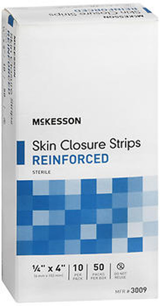 McKesson Skin Closure Strips Reinforced 1/4"x4" - 50 packs of 10 each