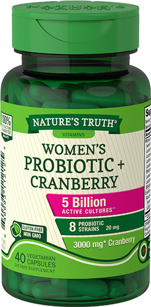 Nature's Truth Women's Probiotic + Cranberry Dietary Supplement Vegetarian Capsules - 40 ct