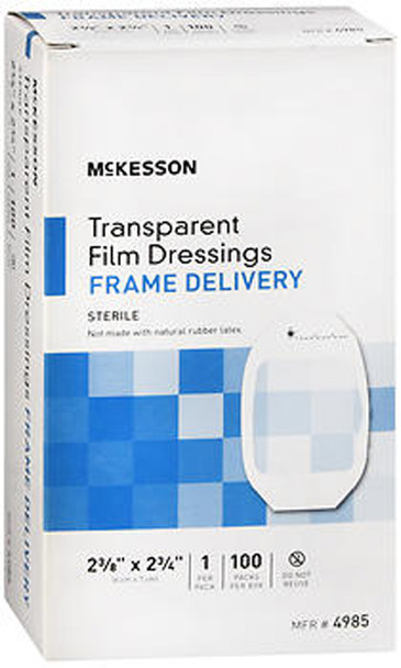 McKesson Transparent Film Dressings Frame Delivery 2-3/8"x2-3/4" - 100 ct