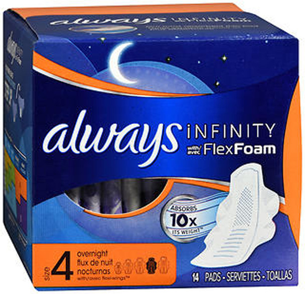 Always Infinity Pads with Flexi-Wings Size 4 Overnight - 13ct