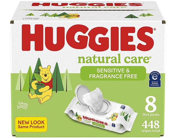 Huggies Natural Care Wipes Fragrance Free - 8 packs of 56 wipes