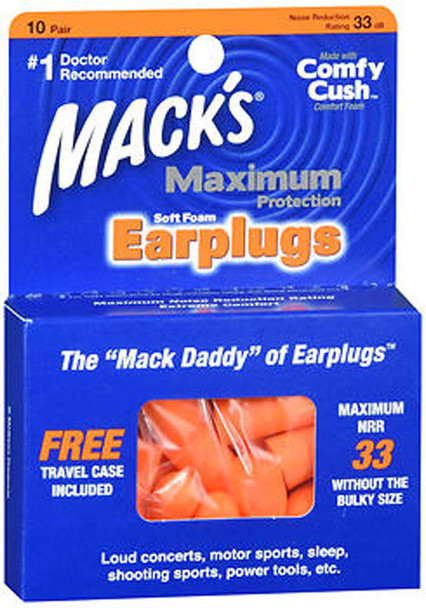 Mack's Maximum Protection Soft Foam Earplugs - 10 Pair