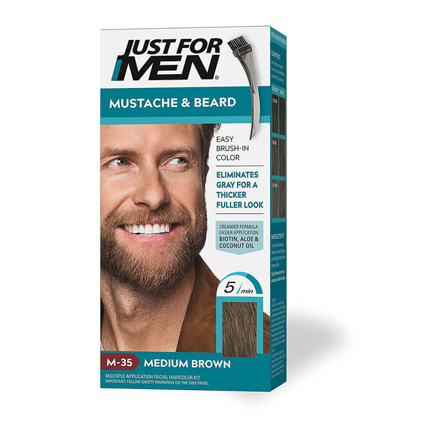 Just For Men Mustache & Beard Brush-In Color Gel Medium Brown M-35 - 1 ea