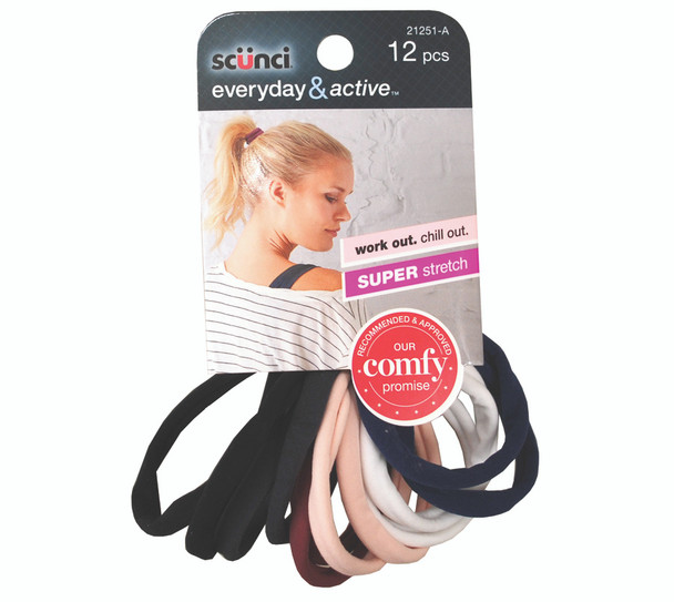 Scunci Ponytailers - Super Stretch Assorted Colors - 12pk