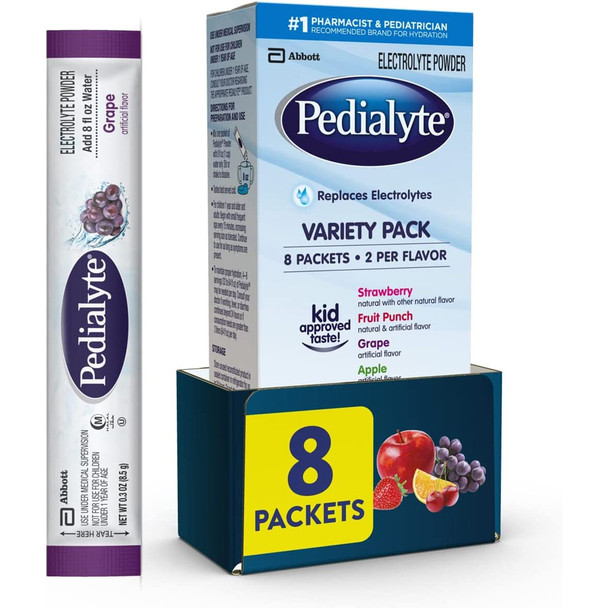 Pedialyte Electrolyte Powder Packets Variety 8 Pack