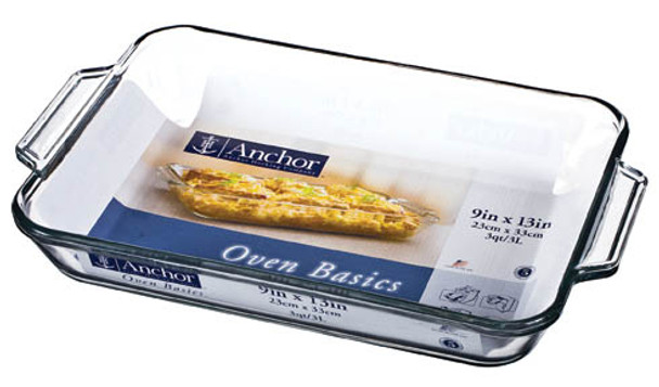 3 Quart Oblong Glass Baking Dish, 13 x 9 x 2"