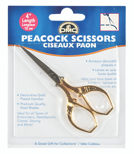 Peacock Scissors, 4" StainlessStell & Gold