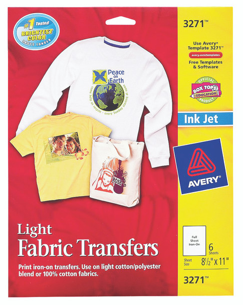 Avery (3271) DIY Light T-Shirt Transfer Paper 6 sheets 8 1/2 x 11.6"