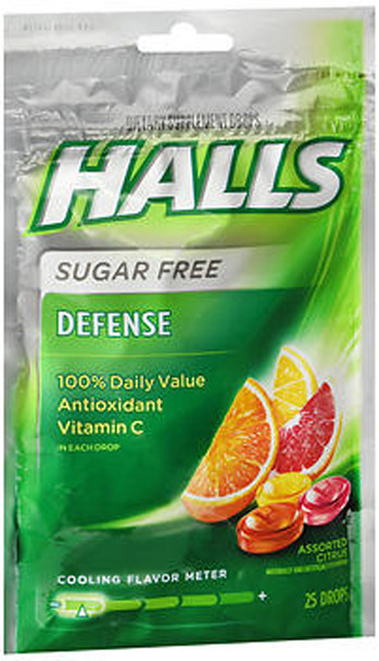 Halls Defense Vitamin C Drops Sugar Free Assorted Citrus - 25 ct