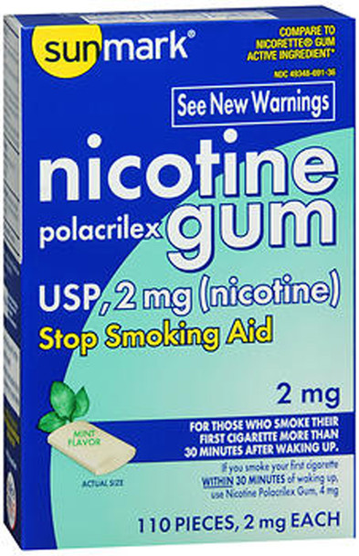 Sunmark Nicotine Polacrilex Gum 2 mg Mint Flavor - 110 ct