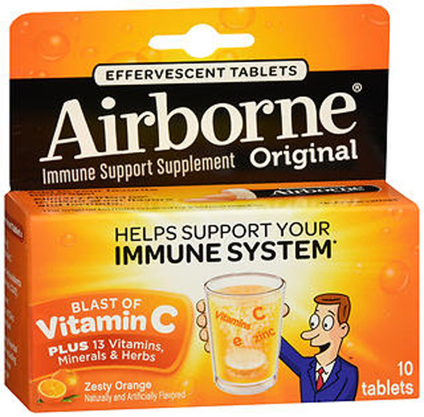 Airborne Effervescent Tablets Zesty Orange - 10 ct