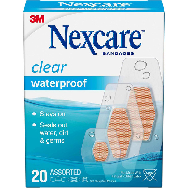 Nexcare Clear Waterproof Bandages Assorted Sizes - 20 Ct.