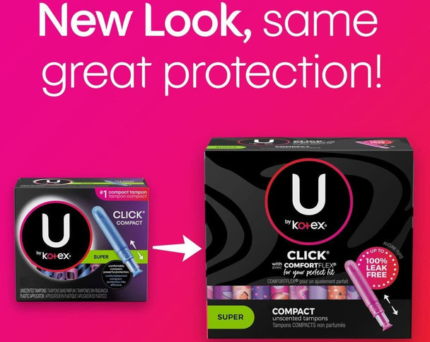 U by Kotex Click Compact Tampons Unscented Super Absorbency - 16 ct