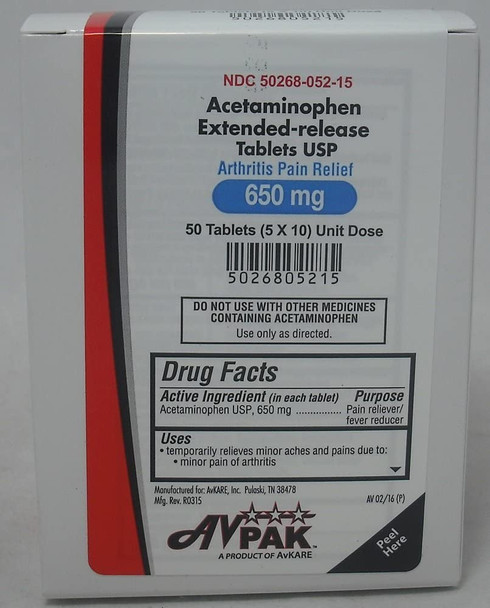 AvPak Acetaminophen Extended-release Tablets 50 Count