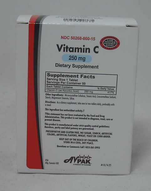 Vitamin C 250 mg Dietary Supplement 50 Count