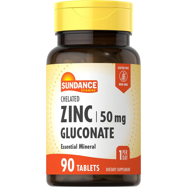 Sundance Vitamins Chelated Zinc 50 mg (Gluconate) - 90 Tablets