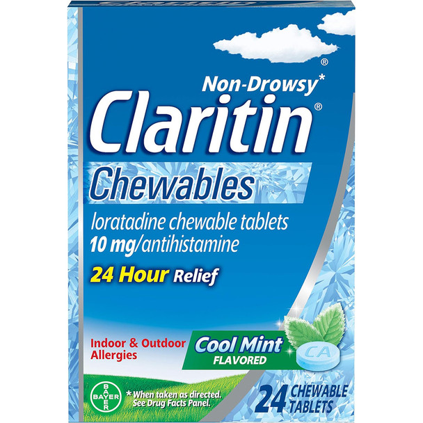 Claritin 24 Hour Allergy Chewable Tablets Cool Mint - 8 ct