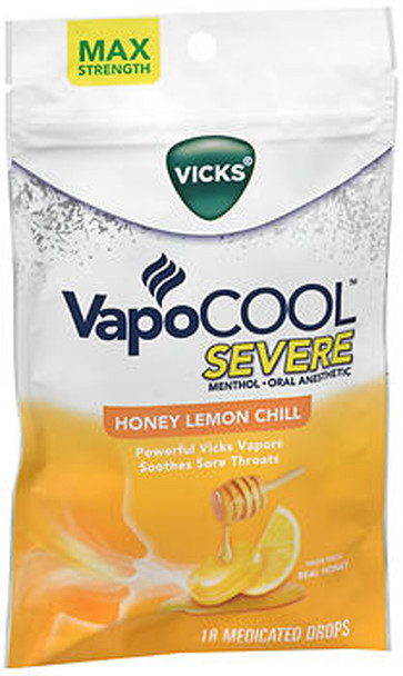 Vicks VapoCool Medicated Drops Honey Lemon Chill - 18 ct