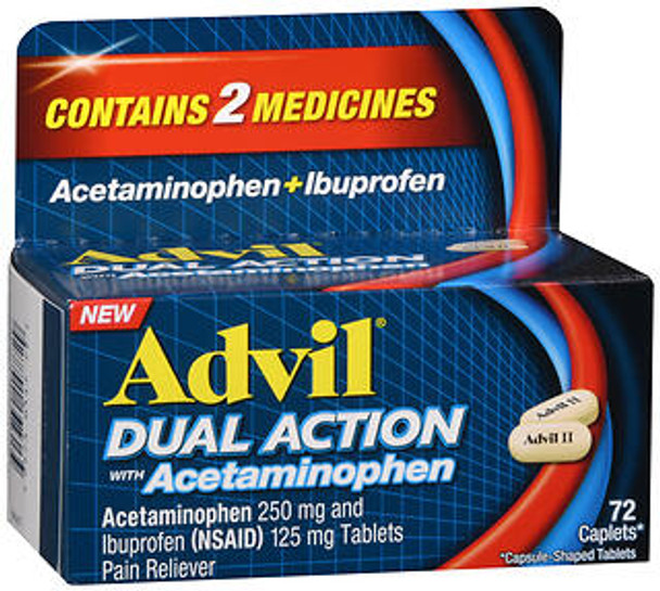 Advil Dual Action Acetaminophen + Ibuprofen Caplets - 72 ct