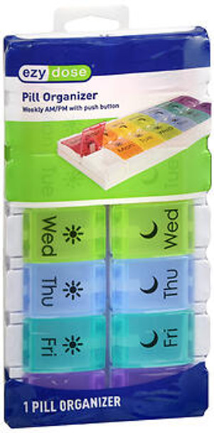 Ezy Pill Organizer Weekly AM/PM with Push Button - 1 ea  #70309