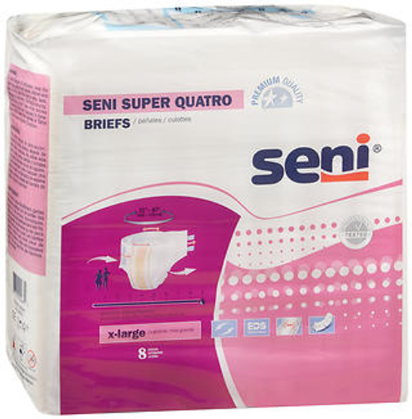 Seni Super Quatro Briefs X-Large Severe Absorbency - 4 pks of 8