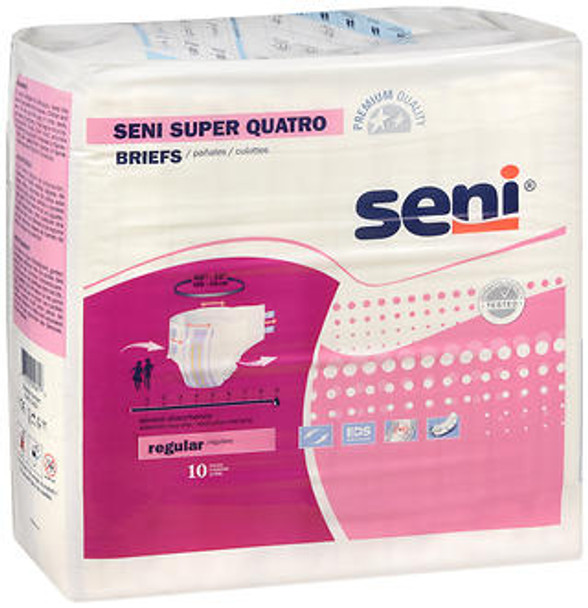 Seni Super Quatro Briefs Regular Severe Absorbency - 4 pks of 10