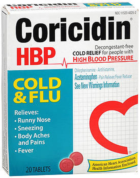 Coricidin HBP Tablets Cold and Flu - 20 ct