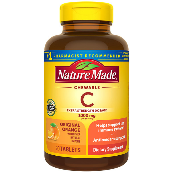 Nature Made Extra Strength Chewable C 1000 mg per serving Tablets Orange - 90 ct