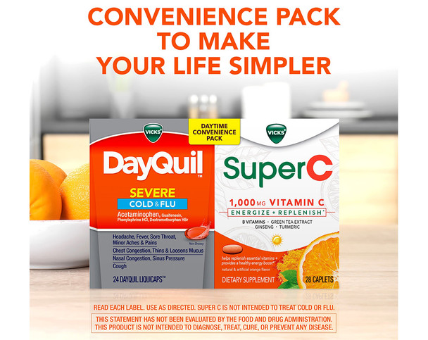 DayQuil/Super C Daytime Convenience Pack Severe Cold & Flu LiquiCaps & 1,000 mg Vitamin C Caplets - 26 ct