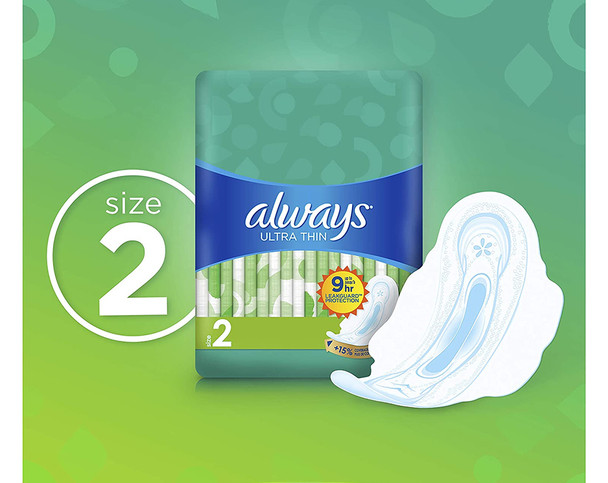 Always Ultra Thin Pads Long Super Size 2 - 32 ct (Pack of 3)