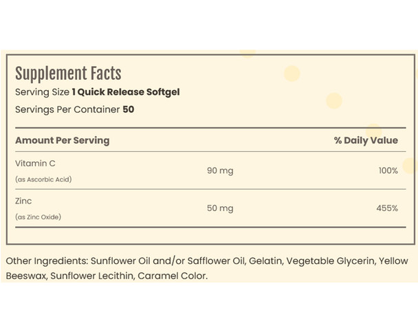 Sundance Vitamins Absorbable Zinc + Vitamin C Quick Release Softgels - 50 ct