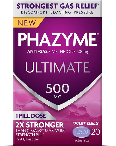 Phazyme Ultimate Anti-Gas Simethicone 500 mg Fast Gels - 20 ct