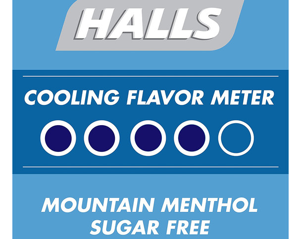 Halls Cough Suppressant/Oral Anesthetic Drops Sugar Free Mountain Menthol Flavor - 70 ct