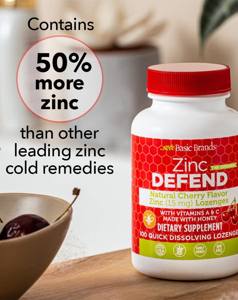 Basic Brands Zinc Cherry Defend Quick Dissolving Lozenges - 100 ct
