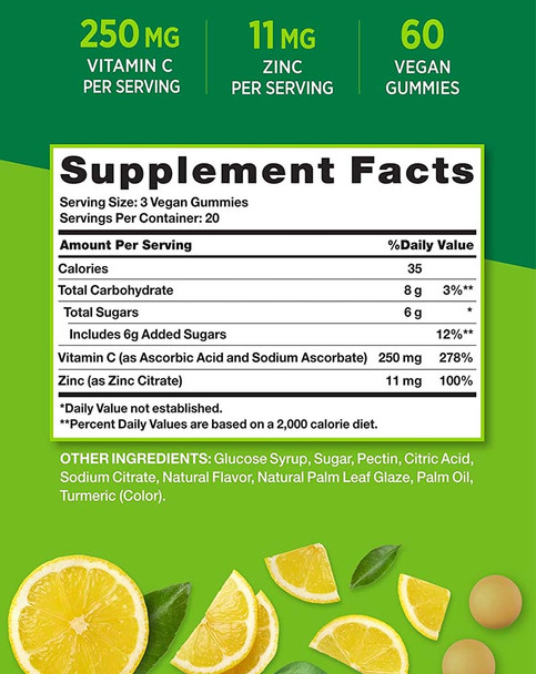 Nature's Truth Vitamin C Immune Support + Manuka Honey Zinc Honey Lemon Flavor Gummies - 60 ct