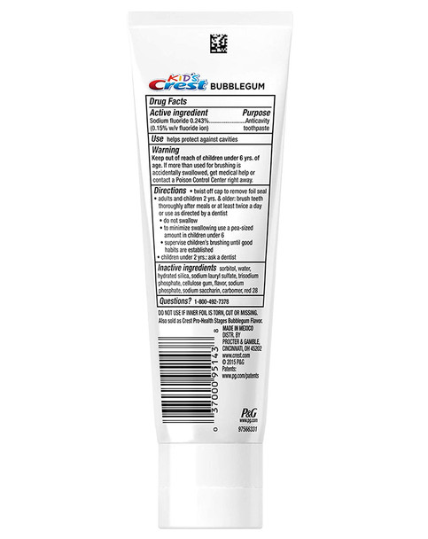 Crest Kid's Cavity Protection Fluoride Anticavity Toothpaste Bubblegum - 4.2 oz