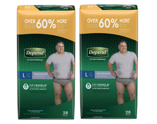 Depend Fit-Flex Underwear for Men Large Maximum Absorbency - 2 pks of 28 ct
