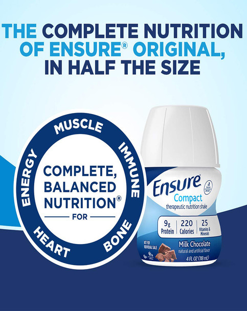 Ensure Compact Milk Chocolate Therapeutic Nutrition Shakes 4 oz each - 24 ct