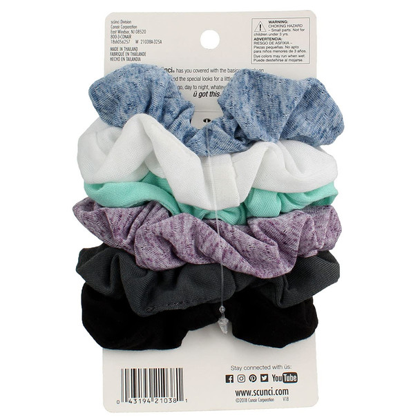 6pk Twister Scrunchies/Solid Multicolored