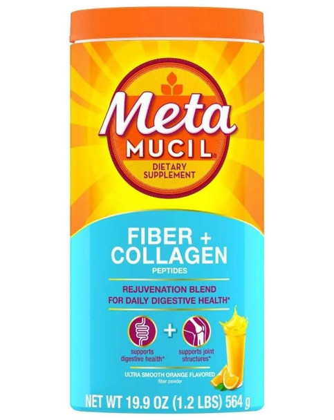 Metamucil Fiber + Collagen Peptides Powder Ultra Smooth Orange Flavor - 19.9 oz