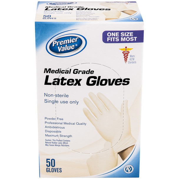 Premier Value Latex Gloves PF OSFM