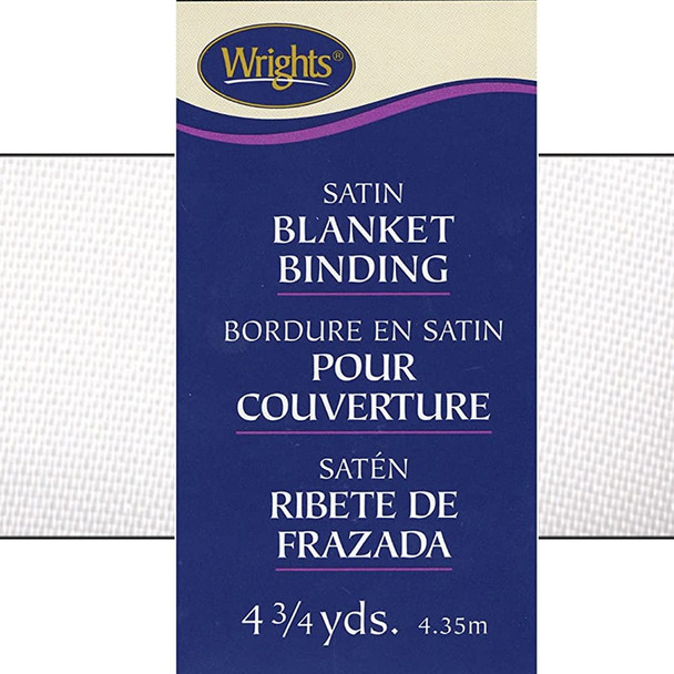 Wrights 117-794-030 Single Fold Satin Blanket Binding, White, 4.75-Yard