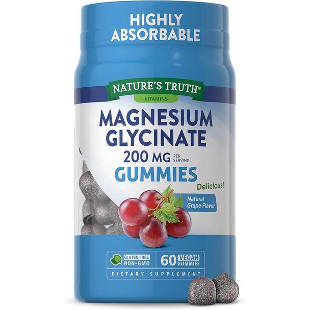 Nature's Truth Magnesium Glycinate Gummies, Natural Grape Flavor - 60 ct
